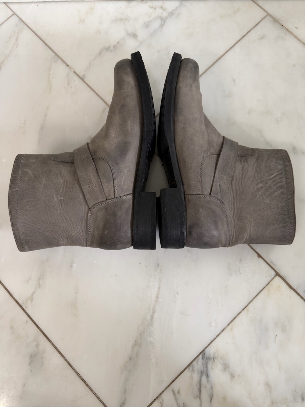 Frye Veronica Shearling Gray leather Pull On Low Heel Ankle Boot Women’s size 8 - Picture 5 of 10
